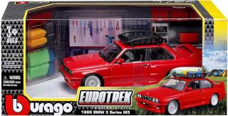 BMW M3 E30 1988 rot mit Dachgepäckkorb Burago 1:24